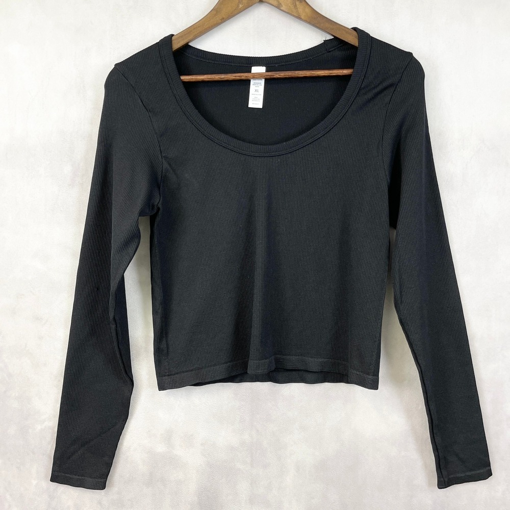 90 Degree By Reflex Womens Top XL Rib Seamless Leighton Yoga Studio Crop